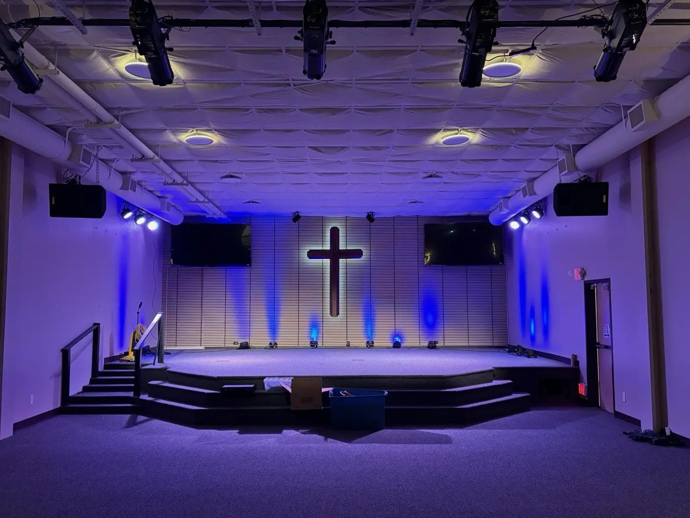 Worship sanctuary with displays